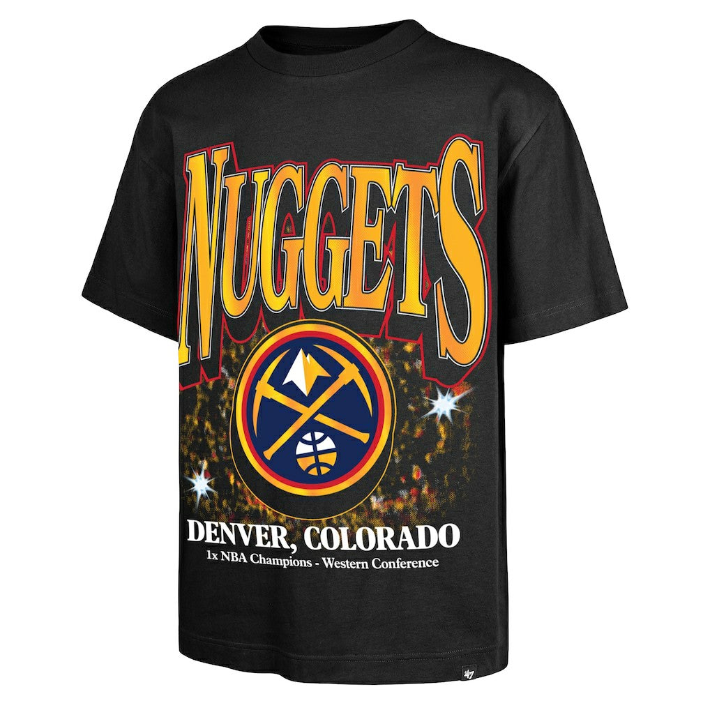 Black Denver Nuggets '47 Past Champs Collection Flashbulb Foundation T-Shirt sale | NBA