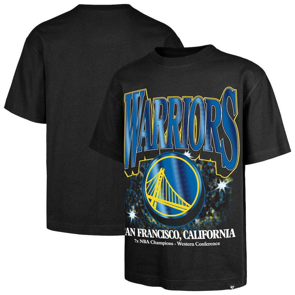 Black Golden State Warriors '47 Past Champs Collection Flashbulb Foundation T-Shirt sale | NBA