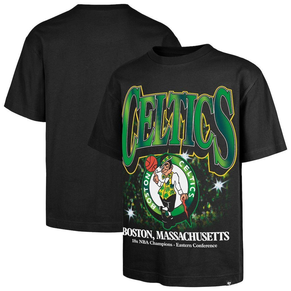 Black Boston Celtics '47 Past Champs Collection Flashbulb Foundation T-Shirt | NBA