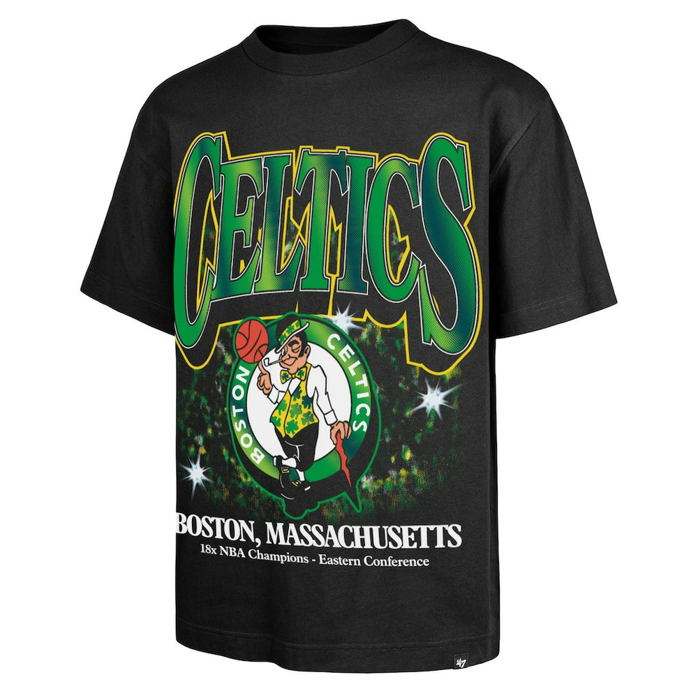 Black Boston Celtics '47 Past Champs Collection Flashbulb Foundation T-Shirt | NBA