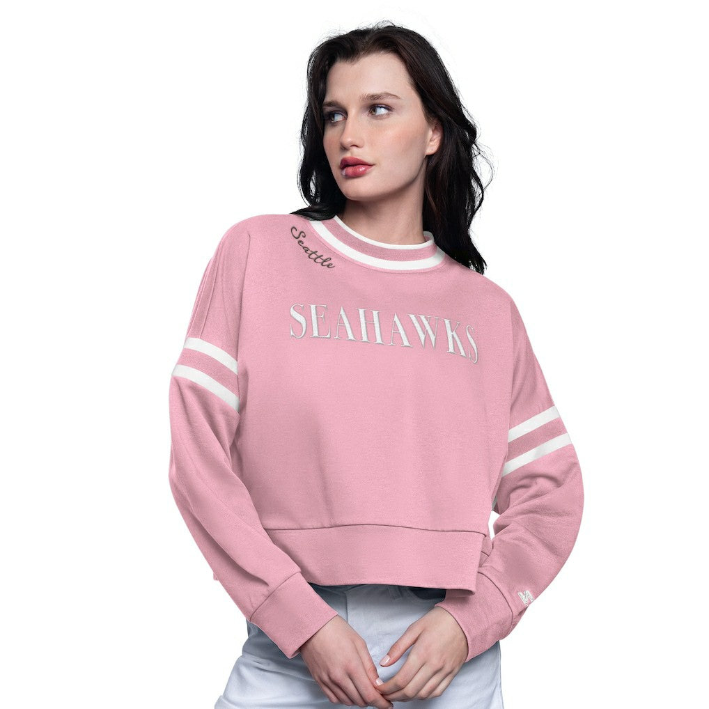 Seattle Seahawks Starter Women's Power Play Cropped Pullover Sweatshirt | NFL New