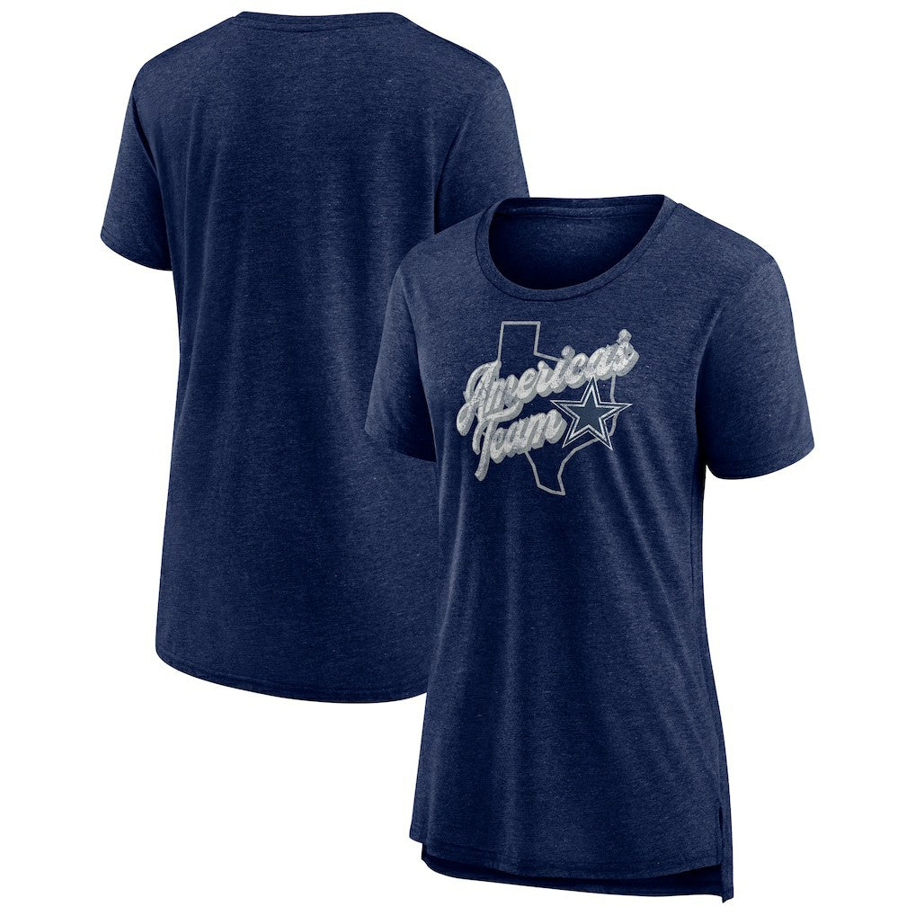 Dallas Cowboys Women's First Down Distressed Tri-Blend T-Shirt | NFL Online
