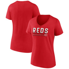 Cincinnati Reds Women's Primary Play V-Neck T-Shirt - MLB T-shirts