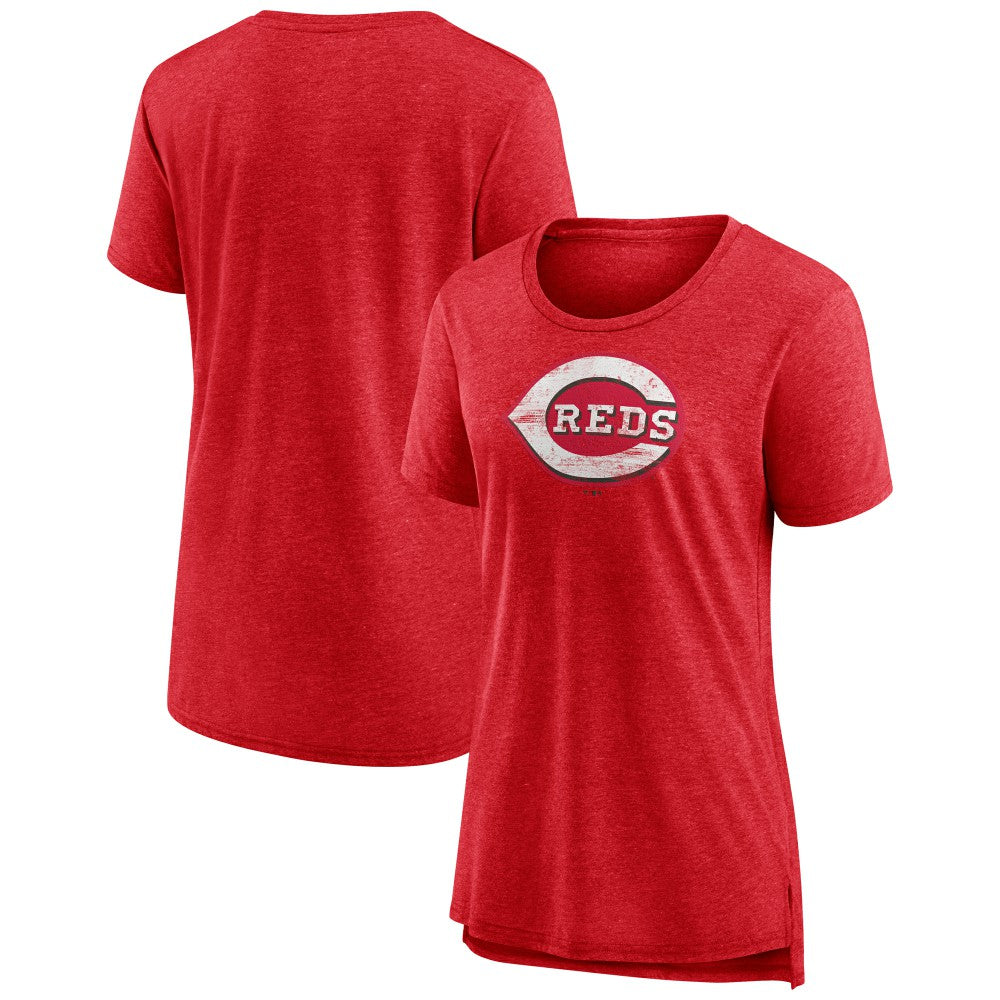 Cincinnati Reds Women's Weathered Official Logo Tri-Blend T-Shirt - MLB T-shirts