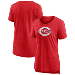 Cincinnati Reds Women's Weathered Official Logo Tri-Blend T-Shirt - MLB T-shirts