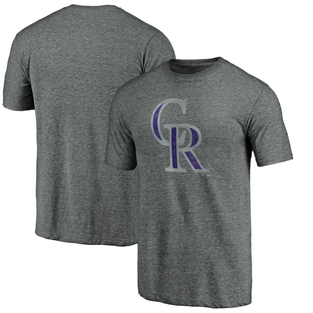 Colorado Rockies Weathered Official Logo Tri-Blend T-Shirt - MLB T-shirts