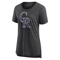 Colorado Rockies Women's Weathered Official Logo Tri-Blend T-Shirt - MLB T-shirts