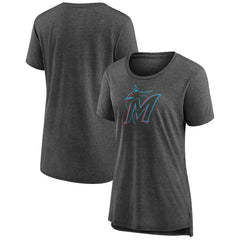 Miami Marlins Women's Weathered Official Logo Tri-Blend T-Shirt - MLB T-shirts