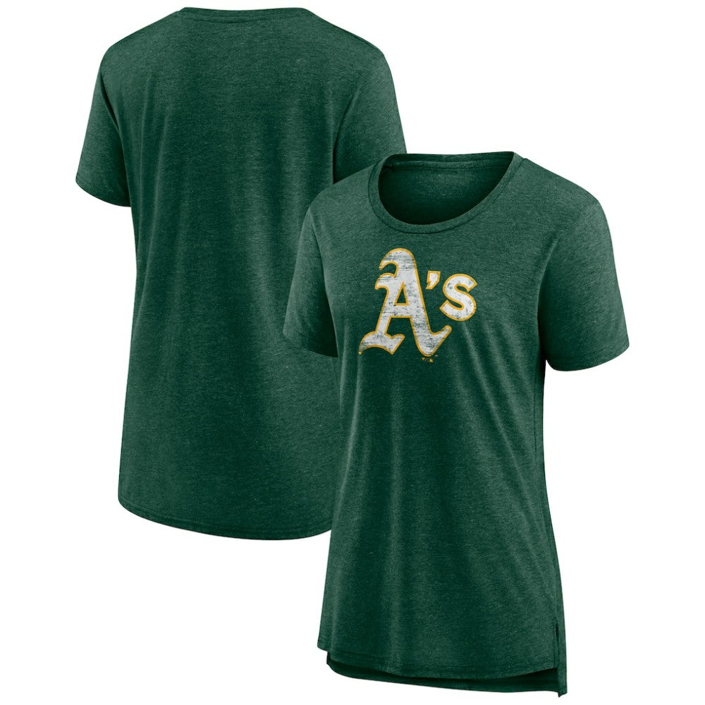Athletics Women's Weathered Official Logo Tri-Blend T-Shirt - MLB T-shirts