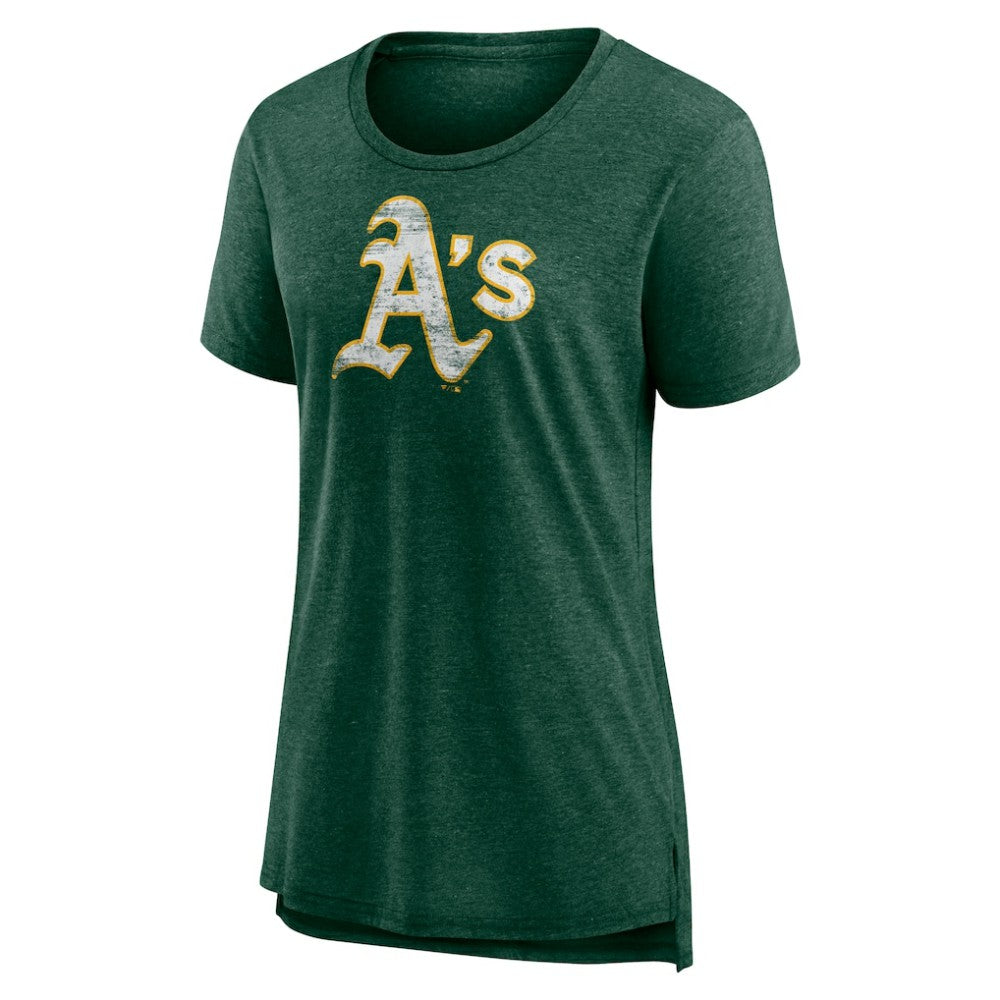 Athletics Women's Weathered Official Logo Tri-Blend T-Shirt - MLB T-shirts