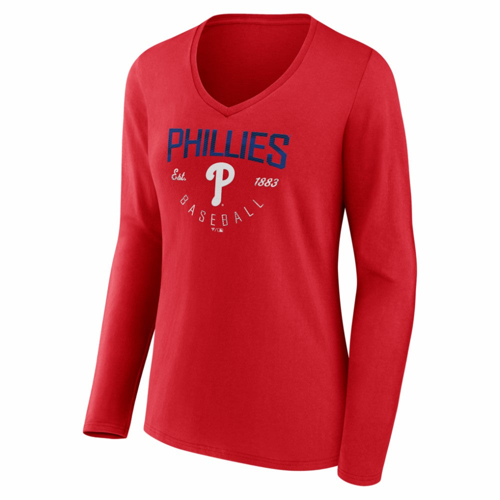 Philadelphia Phillies Women's Live For It Long Sleeve V-Neck T-Shirt - MLB T-shirts