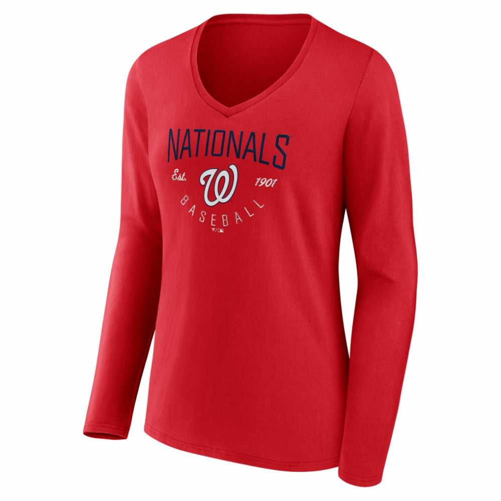 Washington Nationals Women's Live For It Long Sleeve V-Neck T-Shirt - MLB T-shirts