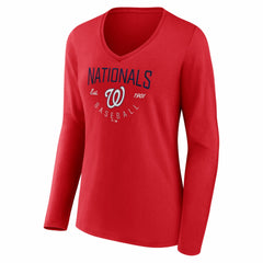 Washington Nationals Women's Live For It Long Sleeve V-Neck T-Shirt - MLB T-shirts