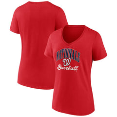 Washington Nationals Women's Victory Script V-Neck T-Shirt - MLB T-shirts