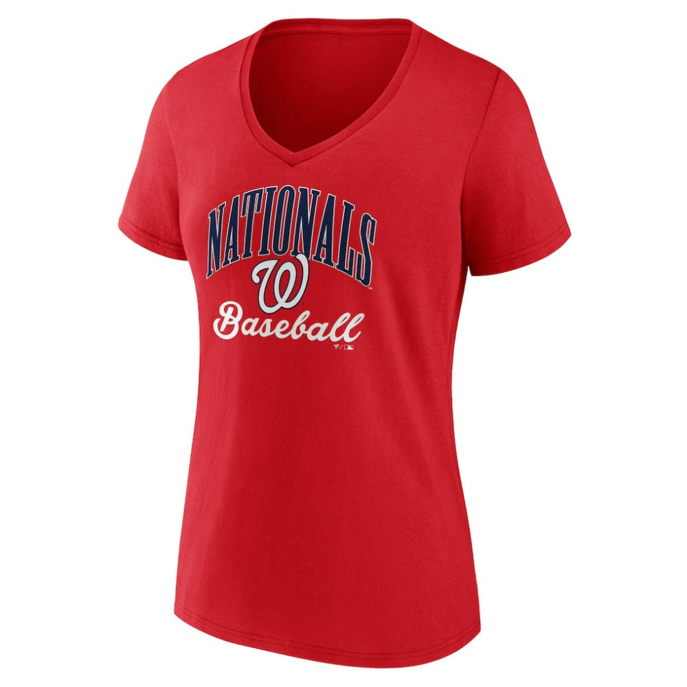 Washington Nationals Women's Victory Script V-Neck T-Shirt - MLB T-shirts