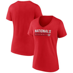 Washington Nationals Women's Primary Play V-Neck T-Shirt - MLB T-shirts