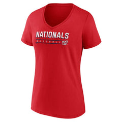 Washington Nationals Women's Primary Play V-Neck T-Shirt - MLB T-shirts