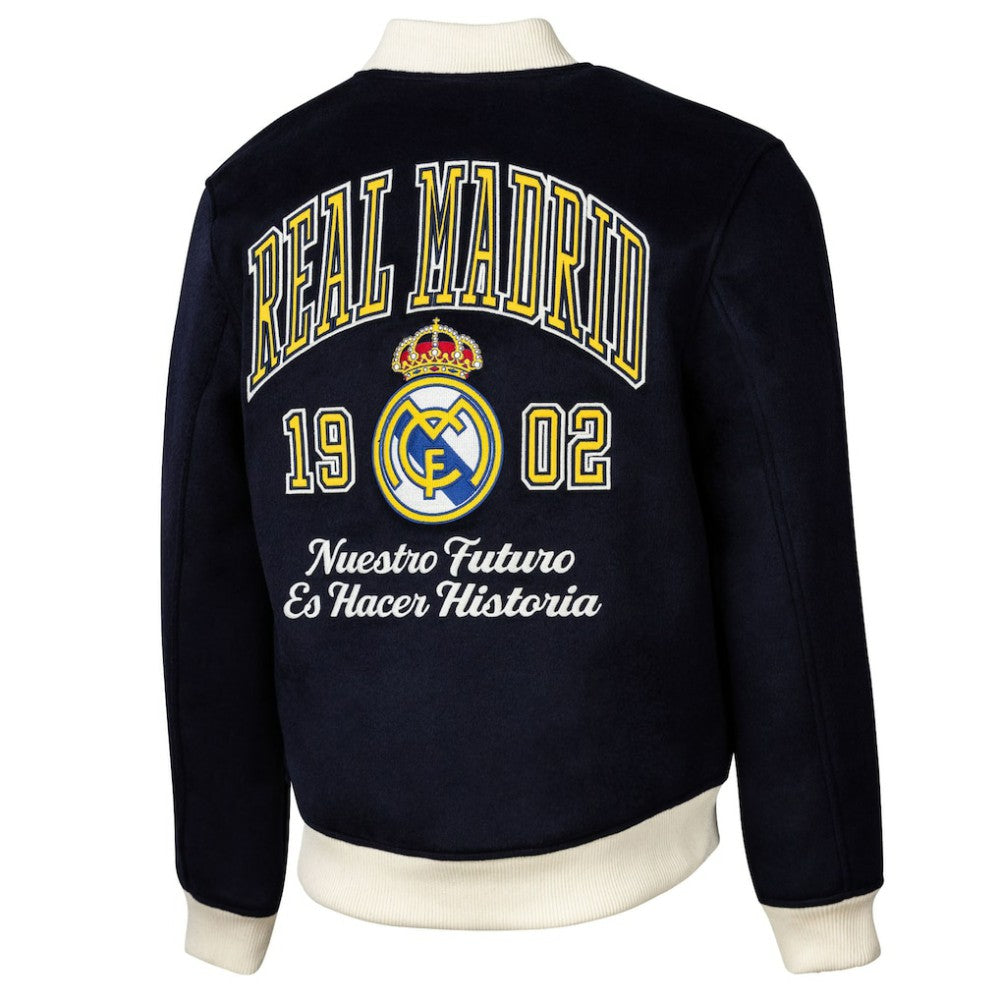 Real Madrid Sport Design Sweden Free Kick Wool Varsity Jacket