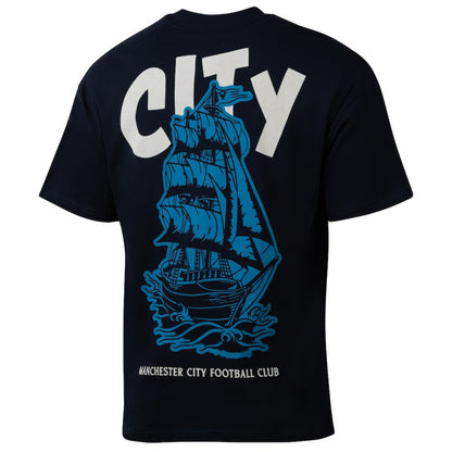 Manchester City Sport Design Sweden Youth Game Day Graphic T-Shirt Discount - Navy
