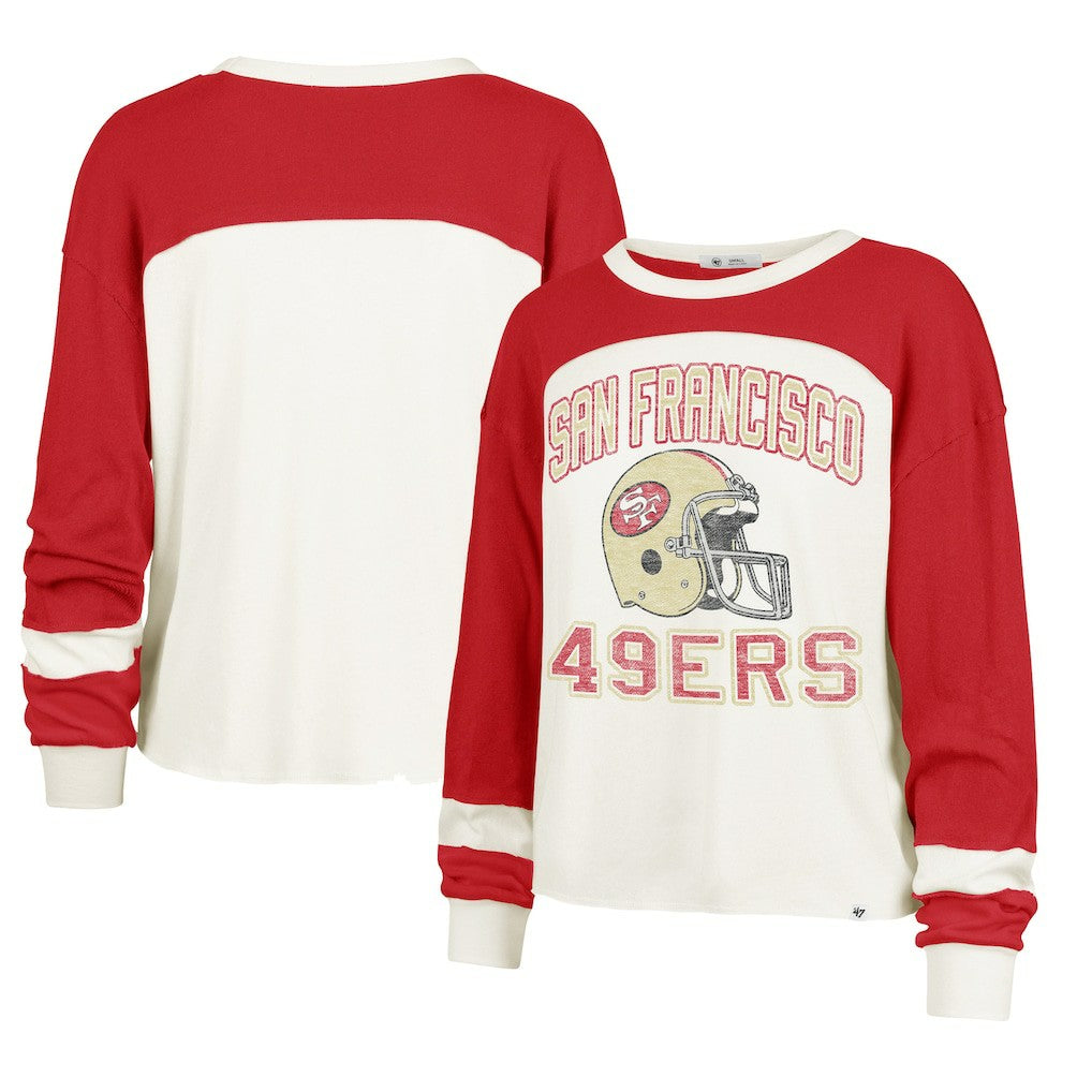 San Francisco 49ers '47 Women's Double Header Curve Toni Long Sleeve T-Shirt | NFL On sale