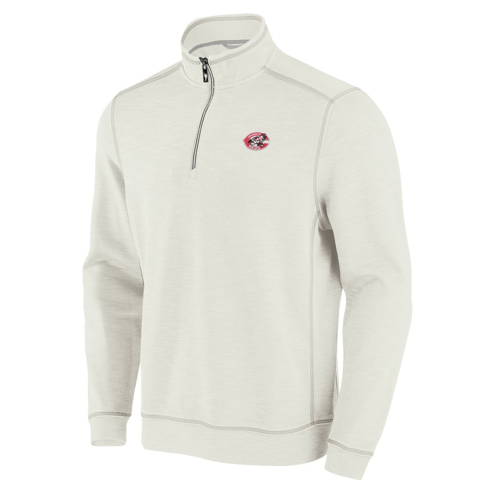 Cincinnati Reds Tommy Bahama Sport Tobago Bay Tri-Blend Half-Zip Sweatshirt - MLB Sweatshirts