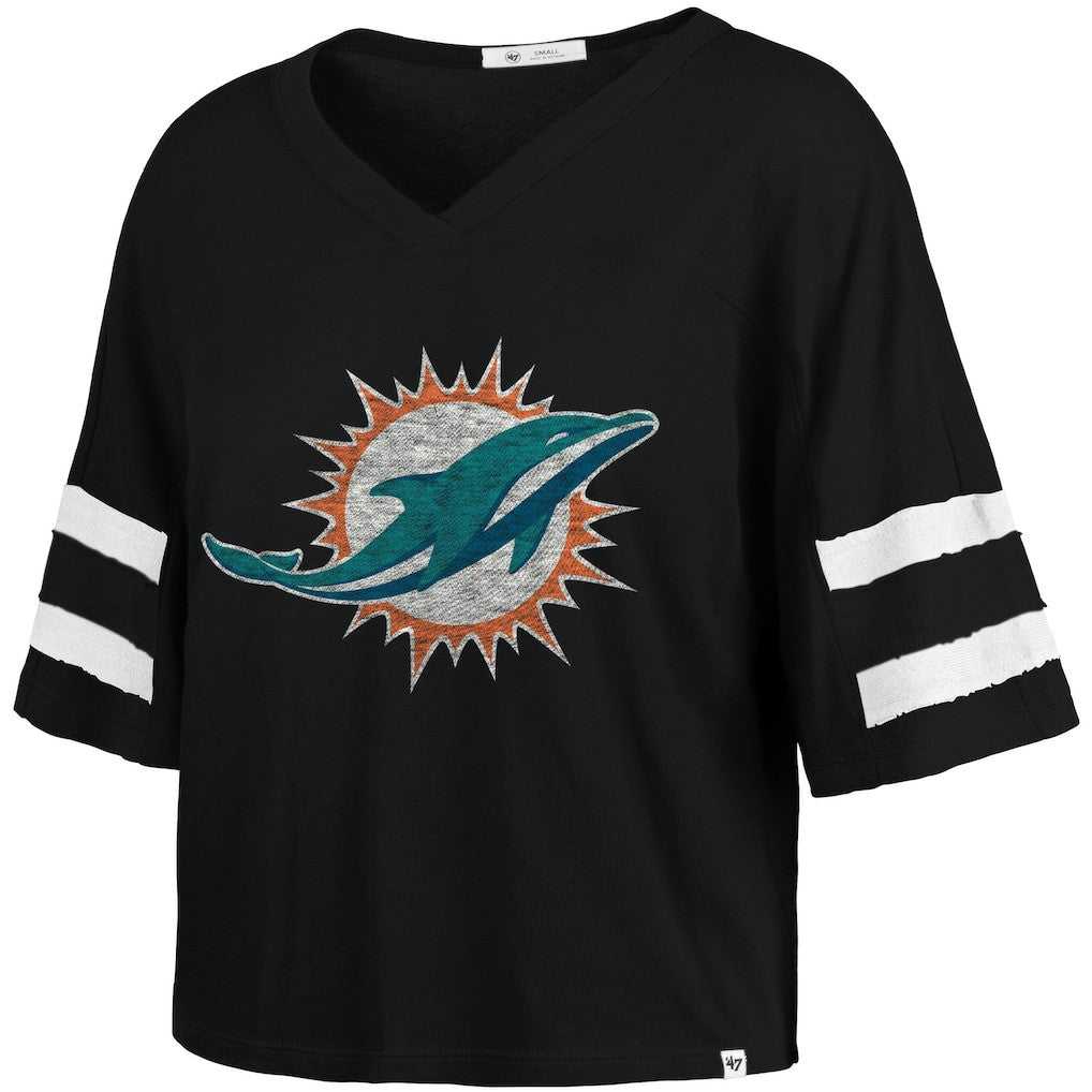 Miami Dolphins '47 Women's Premier Scout Cropped V-Neck T-Shirt | NFL Online