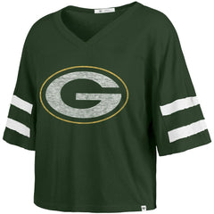 Green Bay Packers '47 Women's Premier Scout Cropped V-Neck T-Shirt | NFL Hot