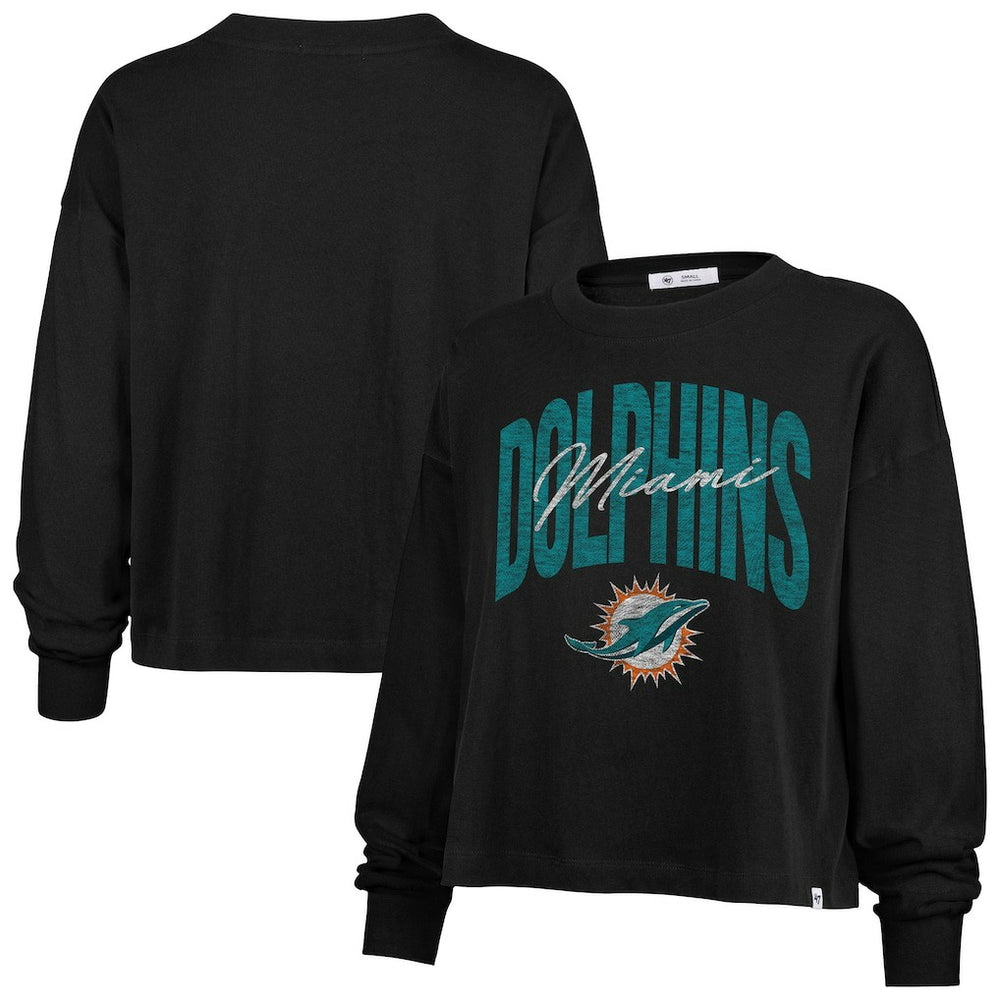 Miami Dolphins '47 Women's Muse Sydney Long Sleeve Cropped T-Shirt | NFL On sale