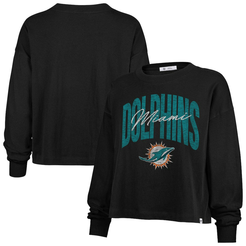Miami Dolphins '47 Women's Muse Sydney Long Sleeve Cropped T-Shirt | NFL On sale