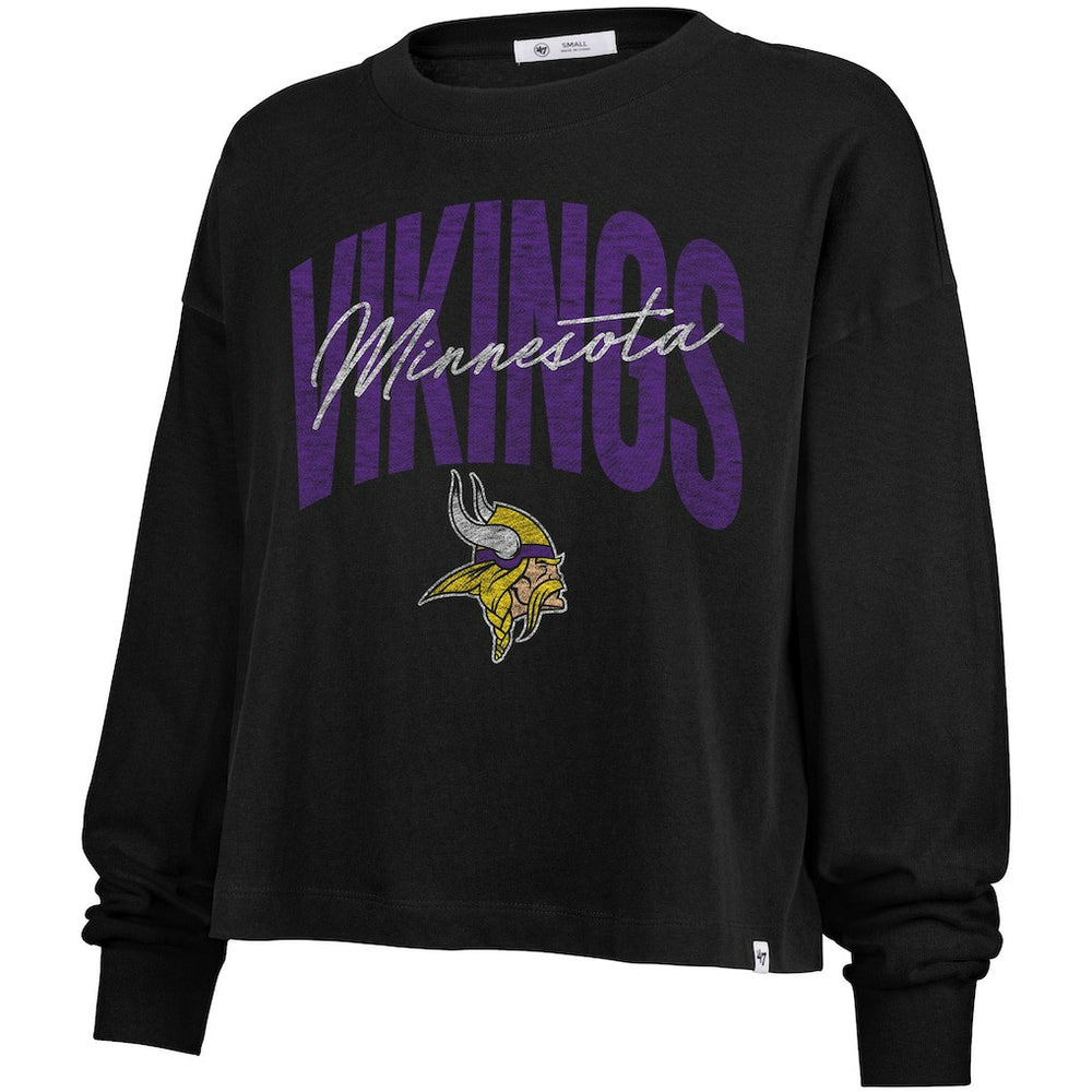 Minnesota Vikings '47 Women's Muse Sydney Long Sleeve Cropped T-Shirt | NFL Sale