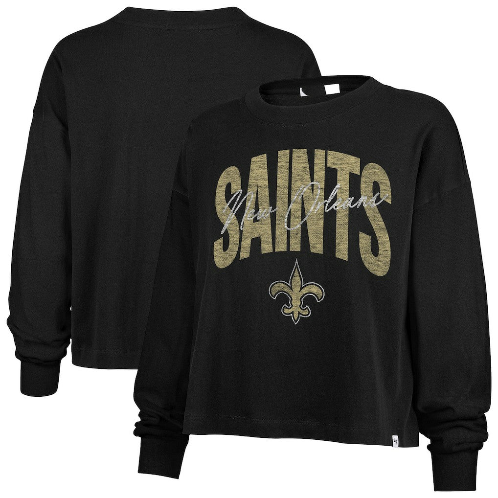 New Orleans Saints '47 Women's Muse Sydney Long Sleeve Cropped T-Shirt | NFL On sale