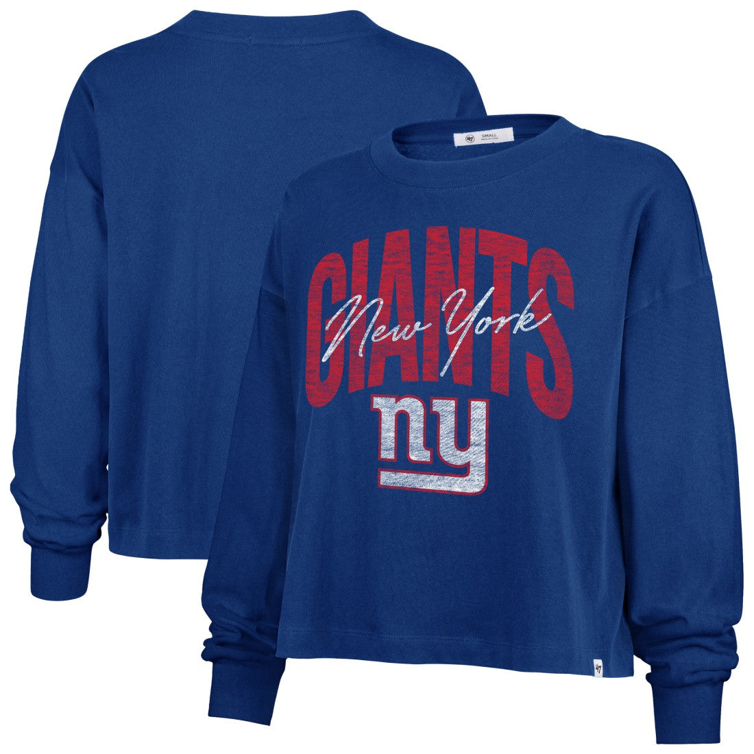 New York Giants '47 Women's Muse Sydney Long Sleeve Cropped T-Shirt | NFL Outlet