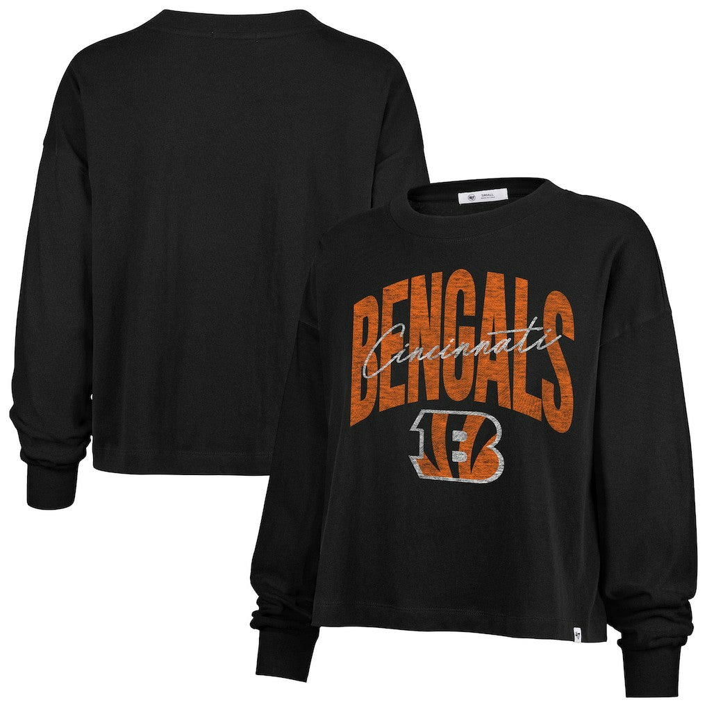 Cincinnati Bengals '47 Women's Muse Sydney Long Sleeve Cropped T-Shirt | NFL Outlet