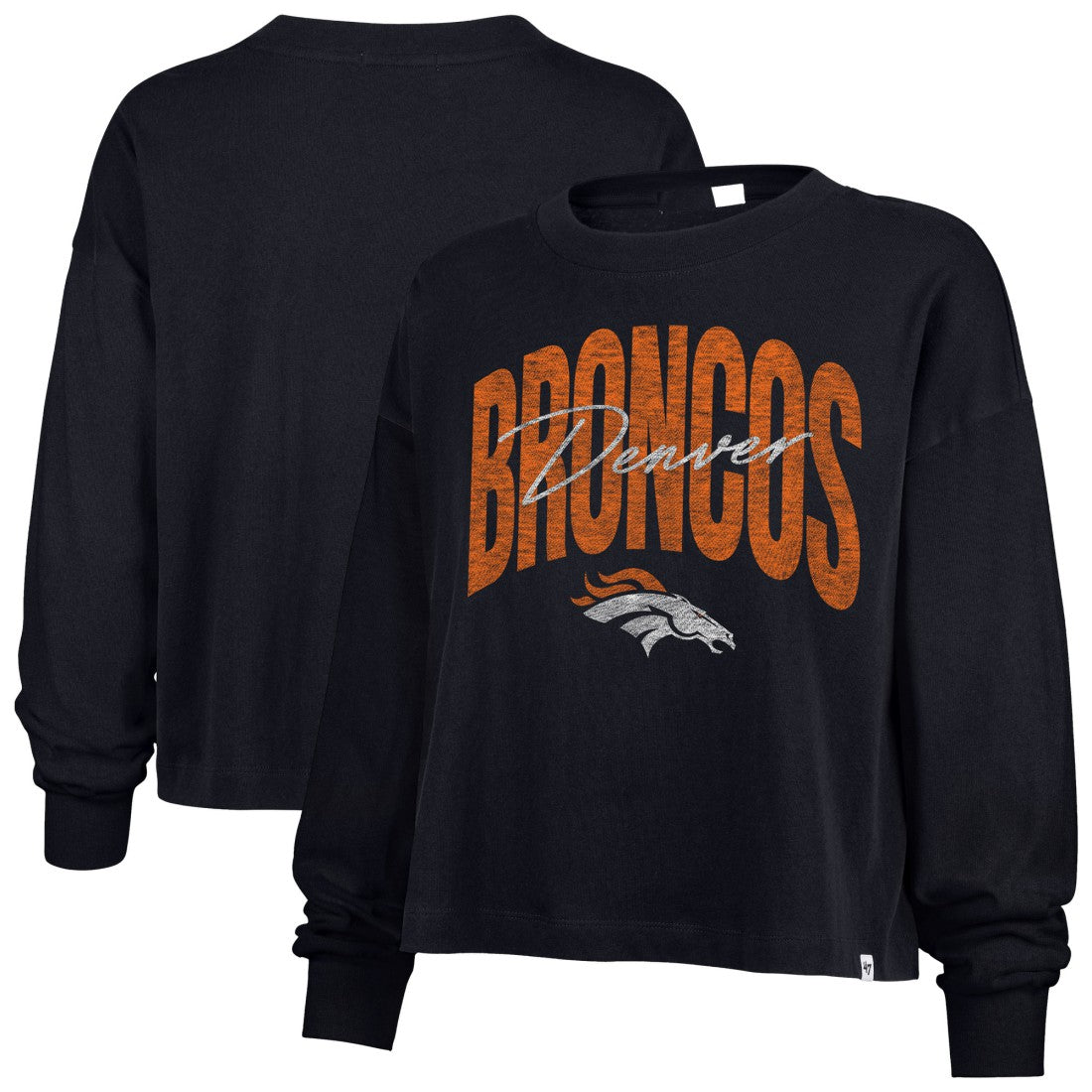 Denver Broncos '47 Women's Muse Sydney Long Sleeve Cropped T-Shirt | NFL On sale