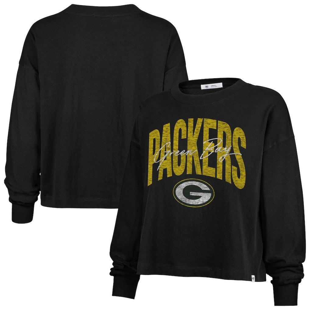 Green Bay Packers '47 Women's Muse Sydney Long Sleeve Cropped T-Shirt | NFL New