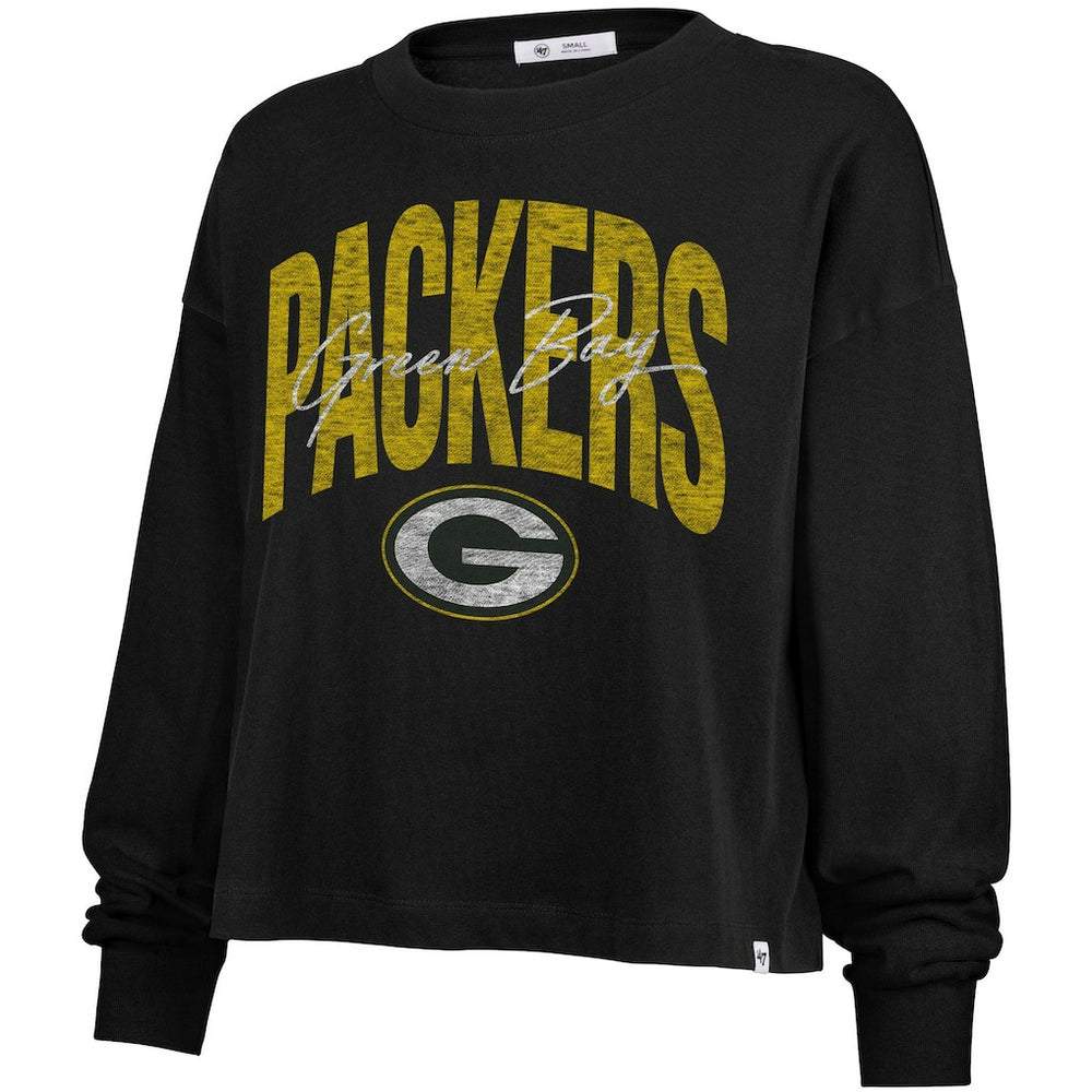 Green Bay Packers '47 Women's Muse Sydney Long Sleeve Cropped T-Shirt | NFL New