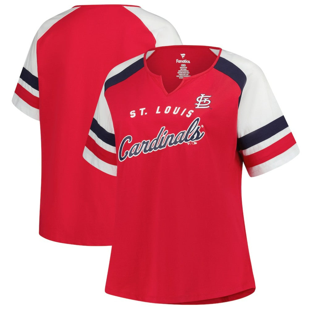St. Louis Cardinals Profile Women's Plus Sized Arched Notch Neck T-Shirt - MLB T-shirts