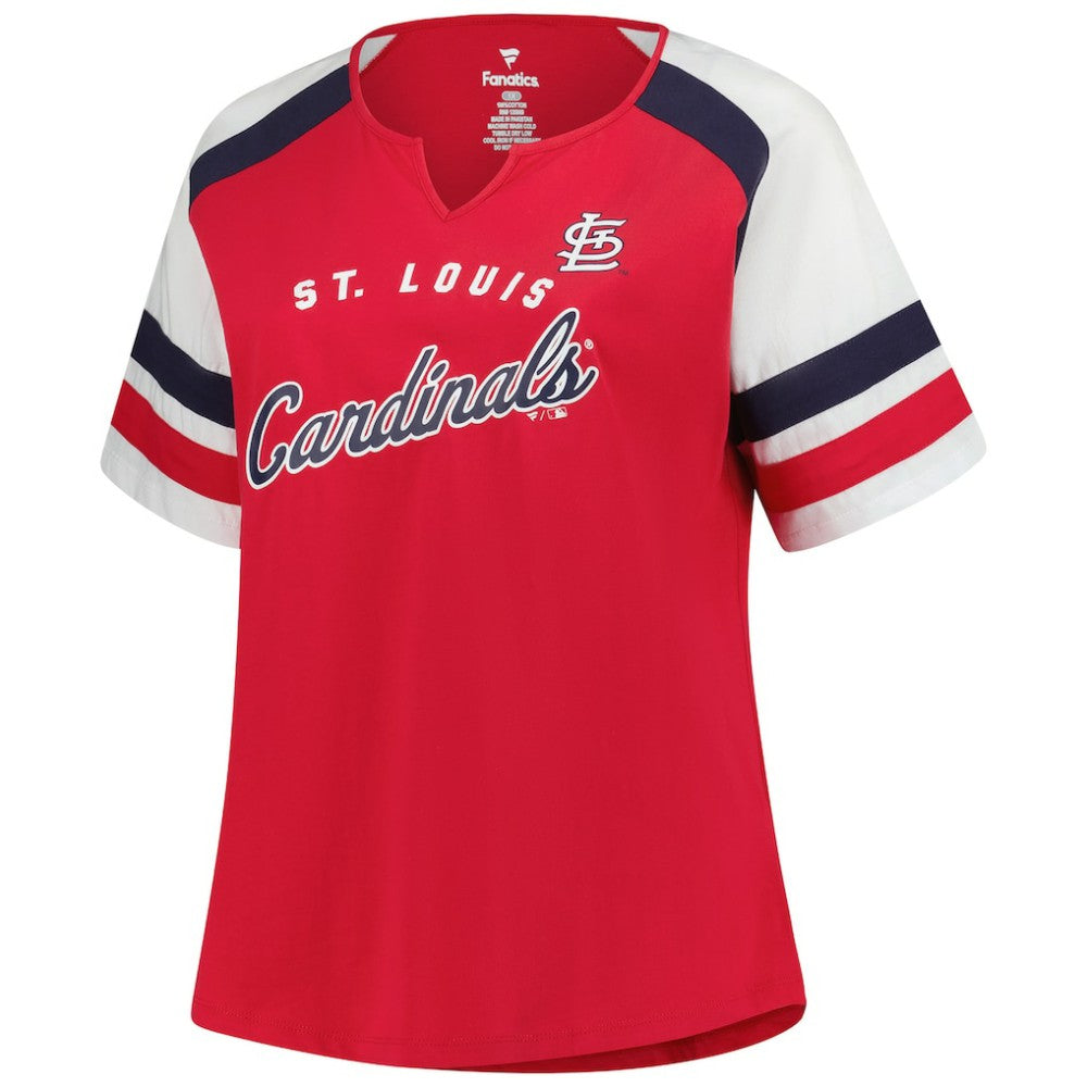 St. Louis Cardinals Profile Women's Plus Sized Arched Notch Neck T-Shirt - MLB T-shirts