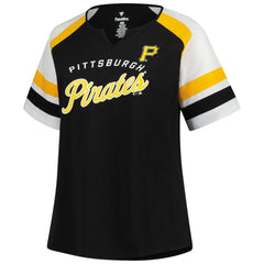Pittsburgh Pirates Profile Women's Plus Sized Arched Notch Neck T-Shirt - MLB T-shirts