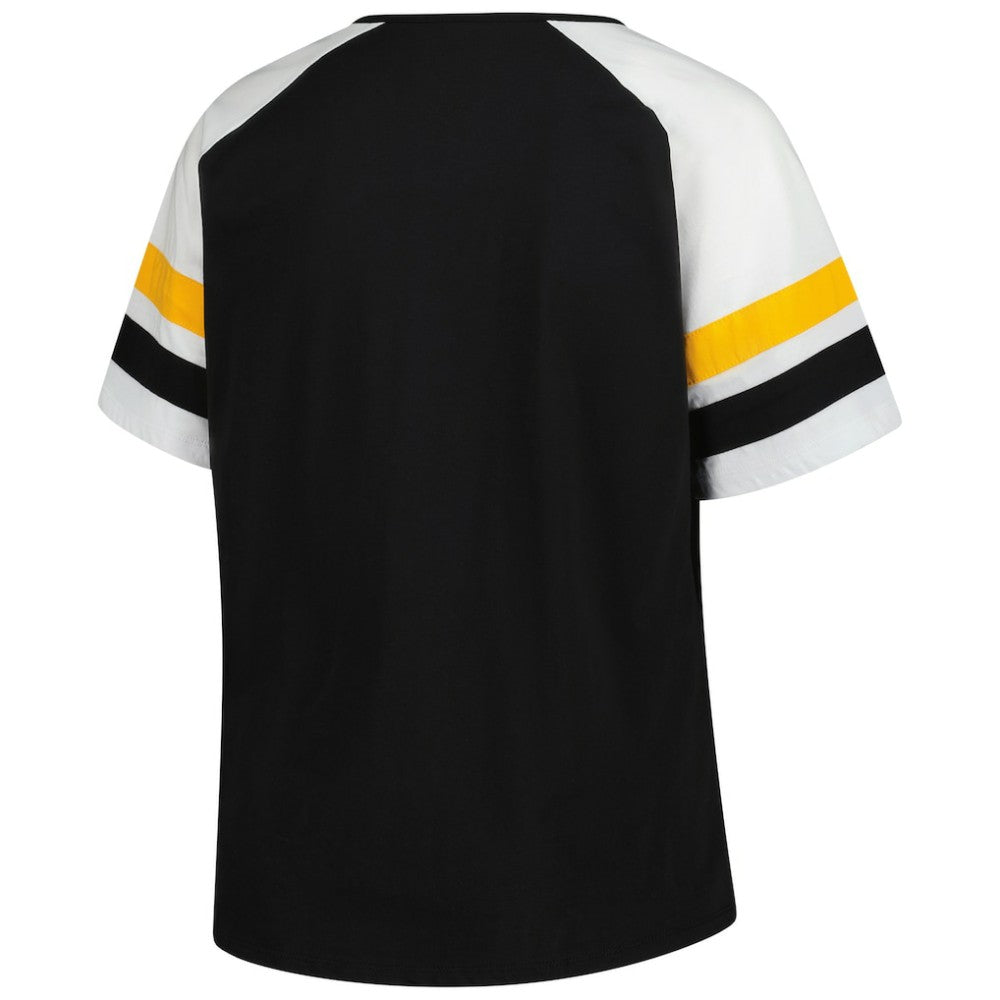 Pittsburgh Pirates Profile Women's Plus Sized Arched Notch Neck T-Shirt - MLB T-shirts