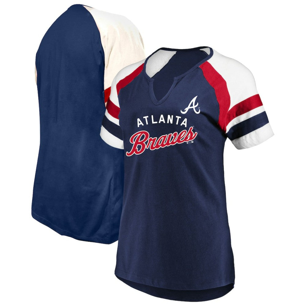 Atlanta Braves Profile Women's Arched Notch Neck T-Shirt - MLB T-shirts