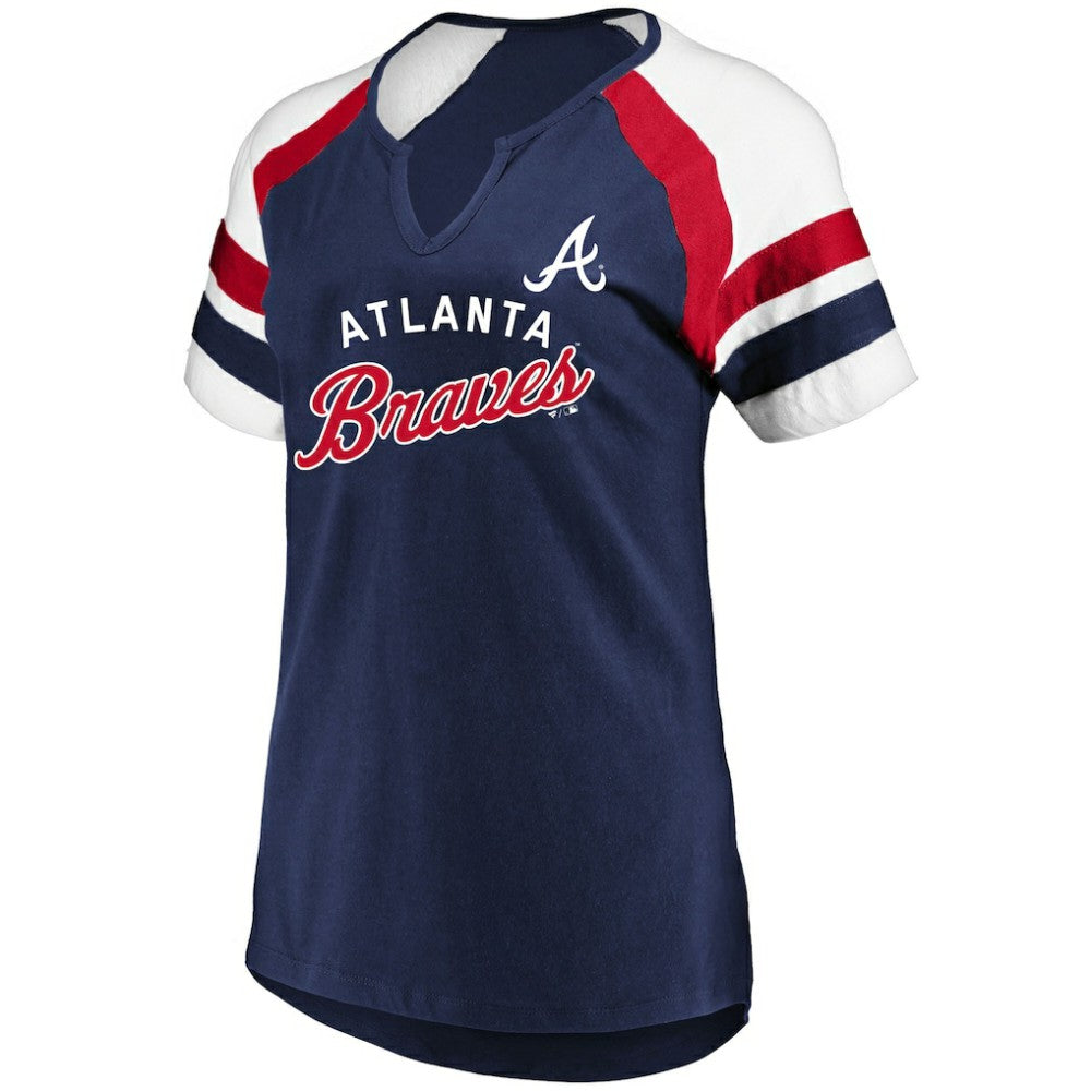 Atlanta Braves Profile Women's Arched Notch Neck T-Shirt - MLB T-shirts