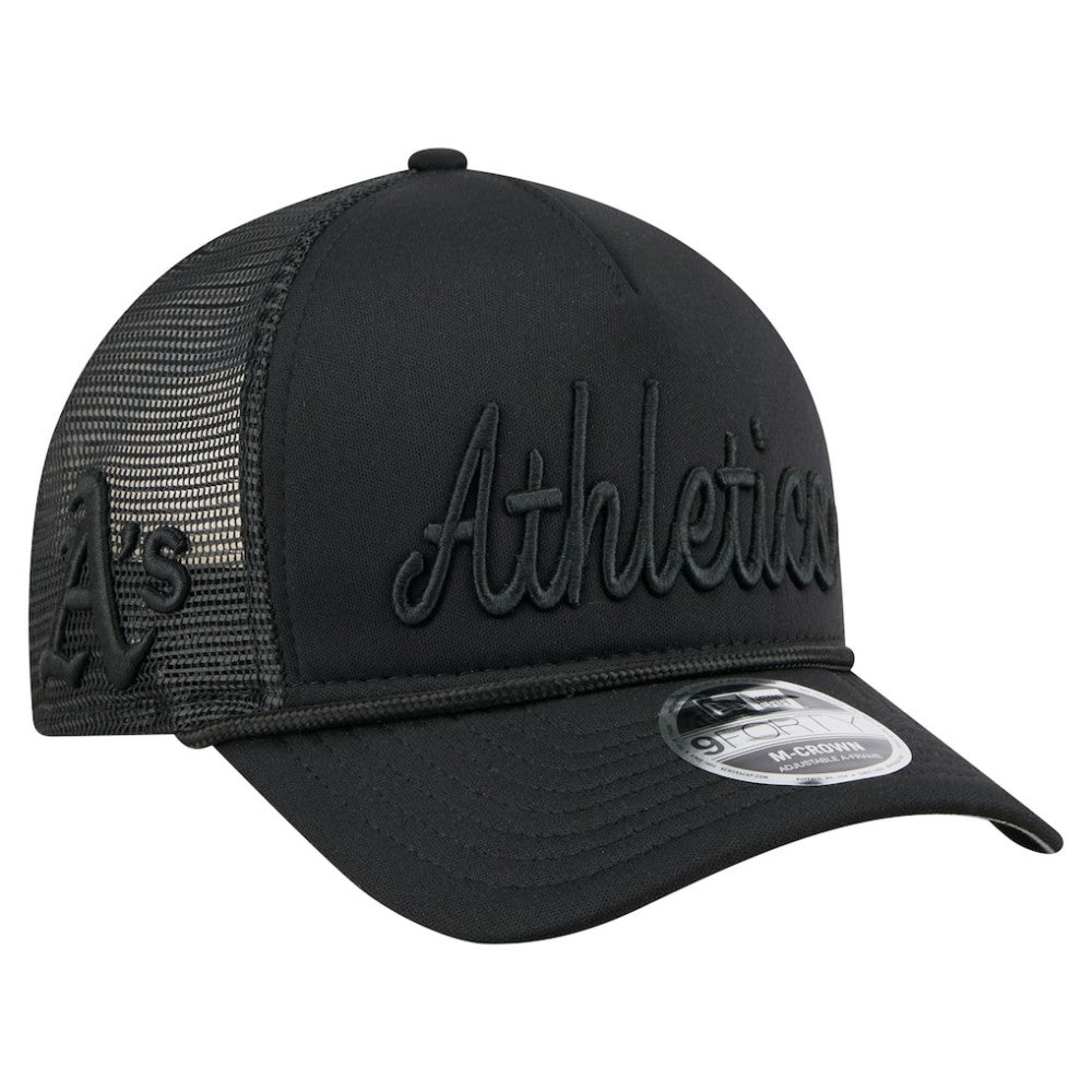 Athletics New Era City Initial 9FORTY A-Frame M-Crown Adjustable Trucker Hat - MLB Hats