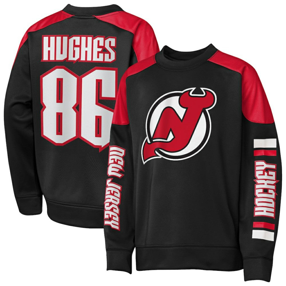 Jack Hughes New Jersey Devils Outerstuff Youth Best Defense Name & Number Crewneck Sweatshirt -  NHL Sweatshirts