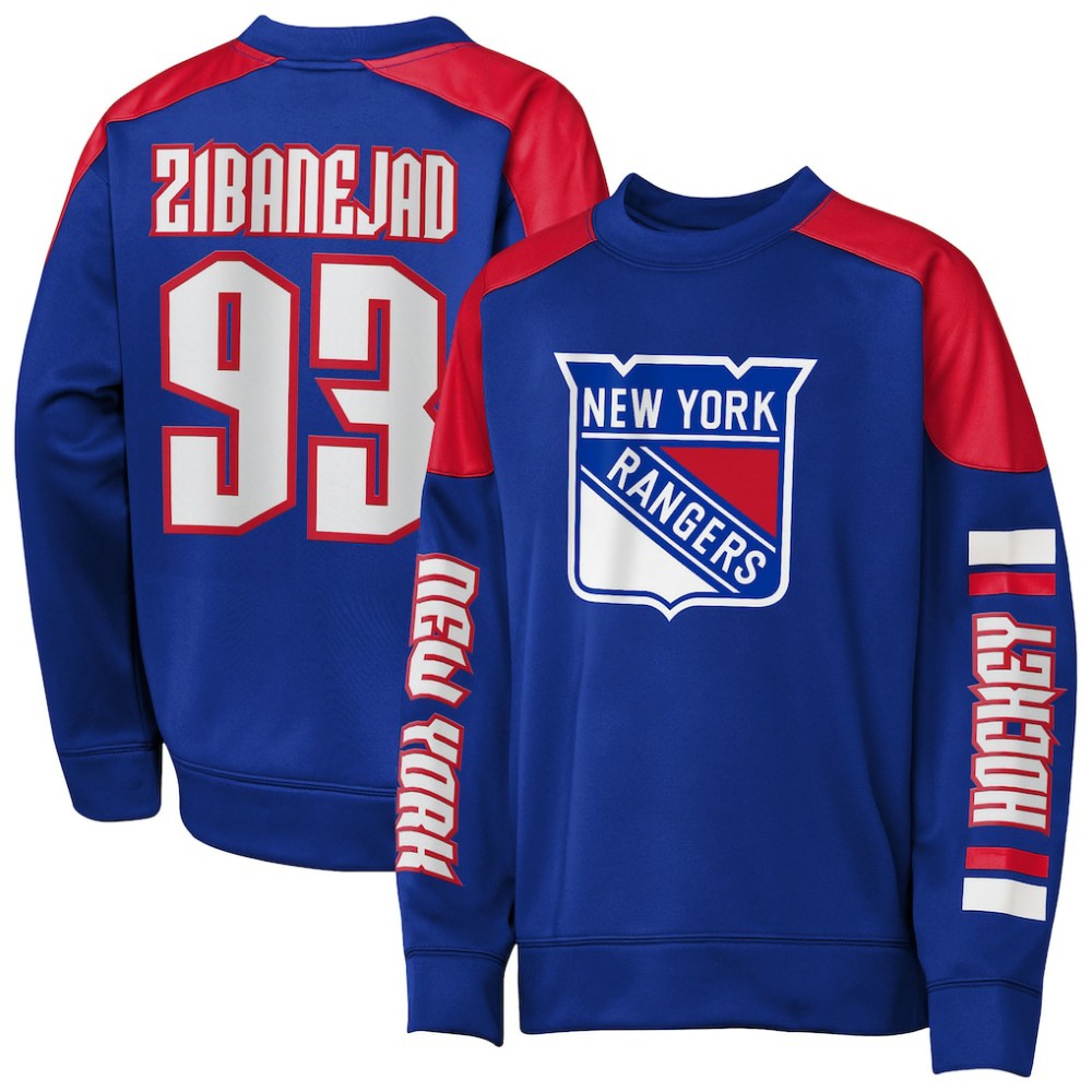 Mika Zibanejad New York Rangers Outerstuff Youth Best Defense Name & Number Crewneck Sweatshirt -  NHL Sweatshirts