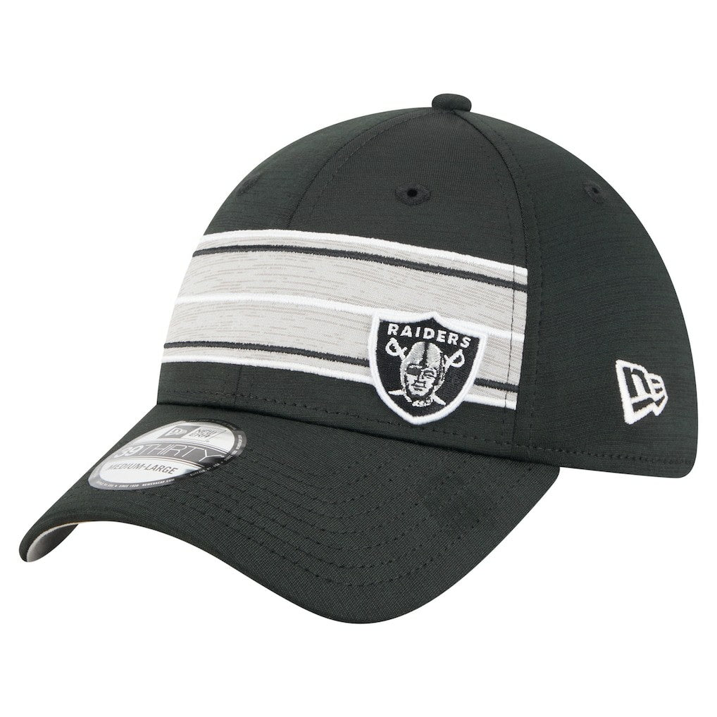 Las Vegas Raiders Stripes 39THIRTY Flex Hat | NFL Outlet