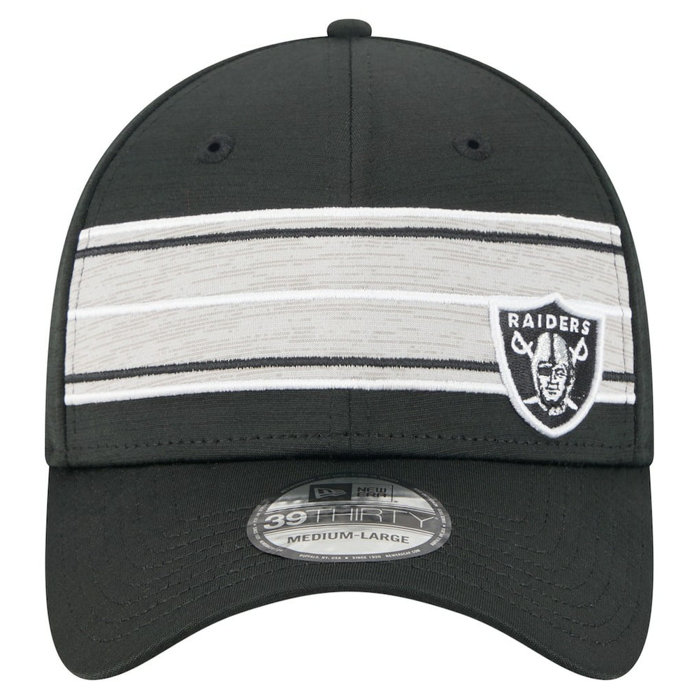 Las Vegas Raiders Stripes 39THIRTY Flex Hat | NFL Outlet