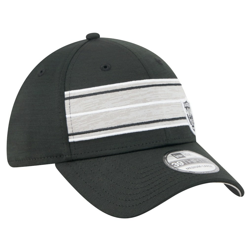 Las Vegas Raiders Stripes 39THIRTY Flex Hat | NFL Outlet