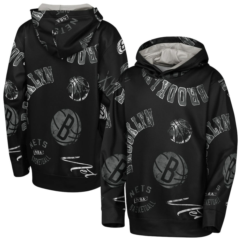 Black Brooklyn Nets Outerstuff Youth Moving Violation Hoodie | NBA
