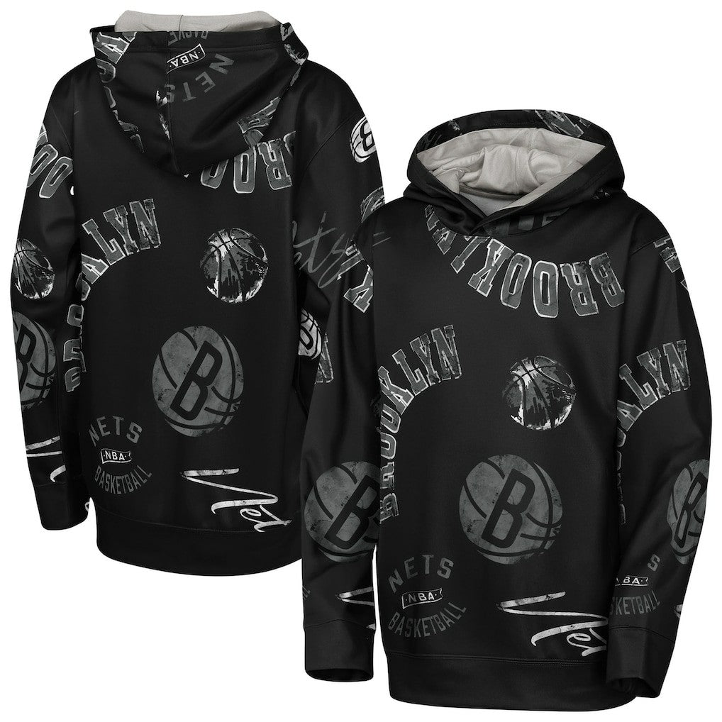 Black Brooklyn Nets Outerstuff Youth Moving Violation Hoodie | NBA